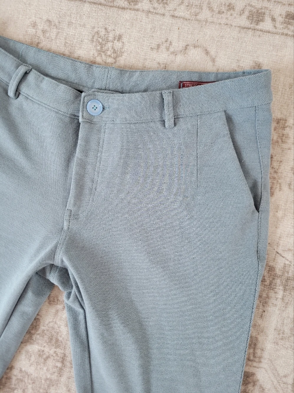 Macrame Designer Men’s 38 Light Blue Tapered‎ Trousers Stretch Business Casual